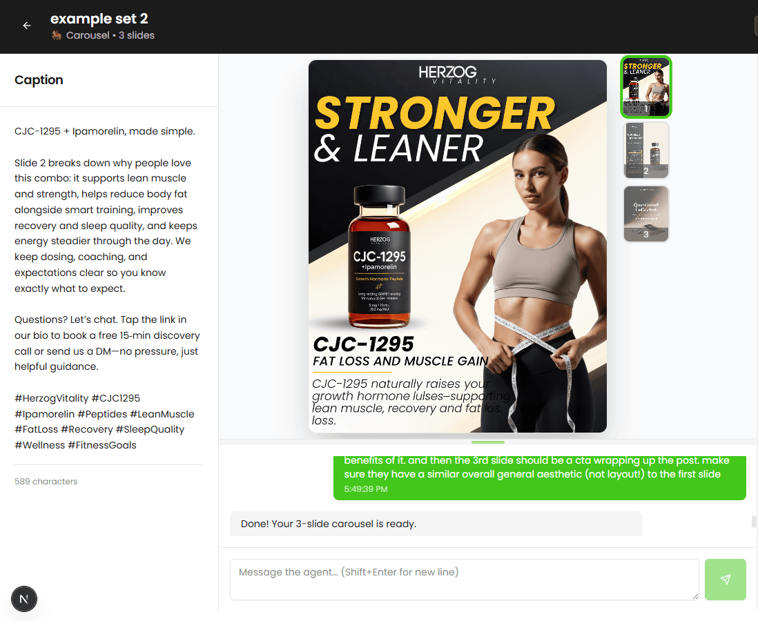 Social media post creation example